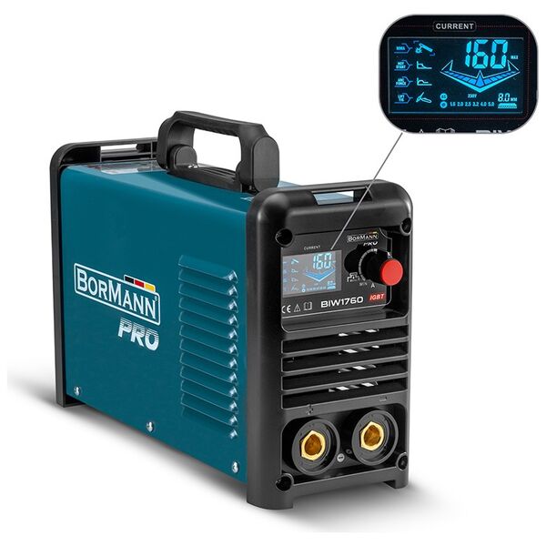 Bormann pro Biw1760 Ηλεκτροκολληση Inverter Αποδοση 160α/60%, Ψηφ.οθονης, Μεγ.ηλεκτροδιο 4mm, Περιλαμβανει Εξαρτηματα 061960 έως 12 Άτοκες Δόσεις