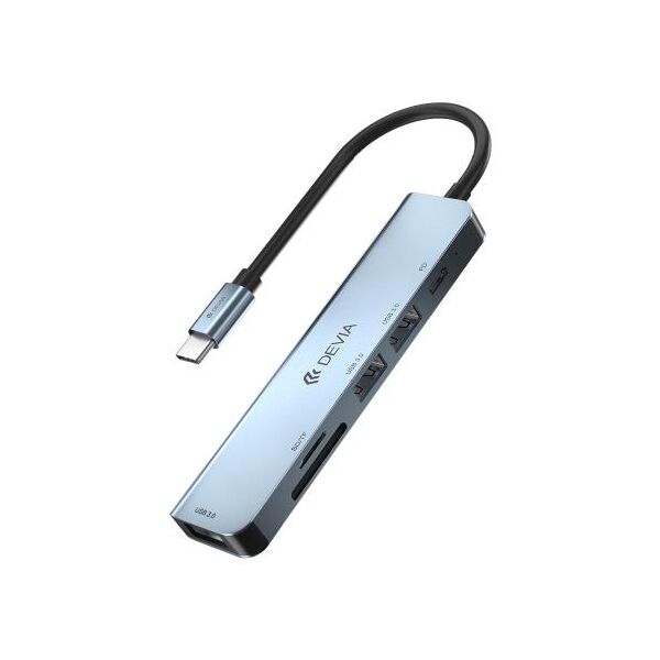 Hub USB C Devia EC135 5 σε 1 (Updated) με Card Reader Leopard PD Σκούρο Γκρι 6938595384882 6938595384882 έως και 12 άτοκες δόσεις