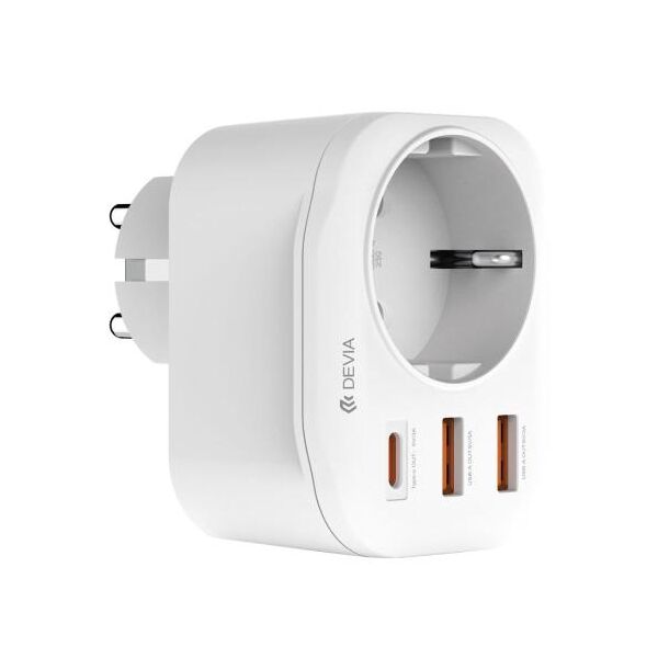 Μονόπριζο Devia WW09-F-PD Auto Power 1AC & 3 Θύρες USB (2x USB A, 1x USB C) PD QC 20W Smart Λευκό 6938595379154 6938595379154 έως και 12 άτοκες δόσεις