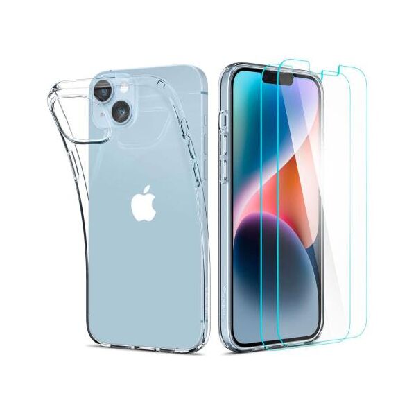 Θήκη TPU Spigen Liquid Crystal (1 τεμ) & Tempered Glass TR Slim (2 τεμ) Apple iPhone 14 Crystal Pack Διάφανο 8809811865479 8809811865479 έως και 12 άτοκες δόσεις