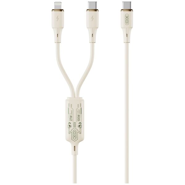 XO cable NB-Q262 2in1 PD USB-C - Lightning + USB-C 1,2m beige 60W