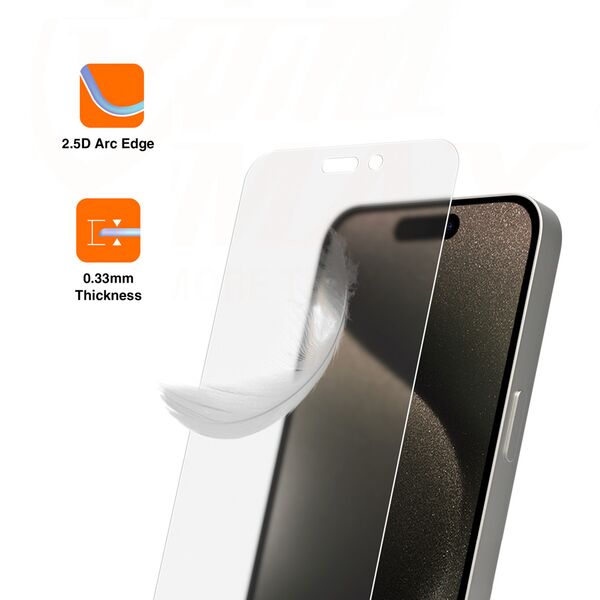 Vmax tempered glass 0.33mm clear glass for iPhone 15 Pro 6,1&quot; matte