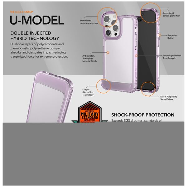 Ugly Rubber UMODEL case for iPhone 15 6,1&quot; clear