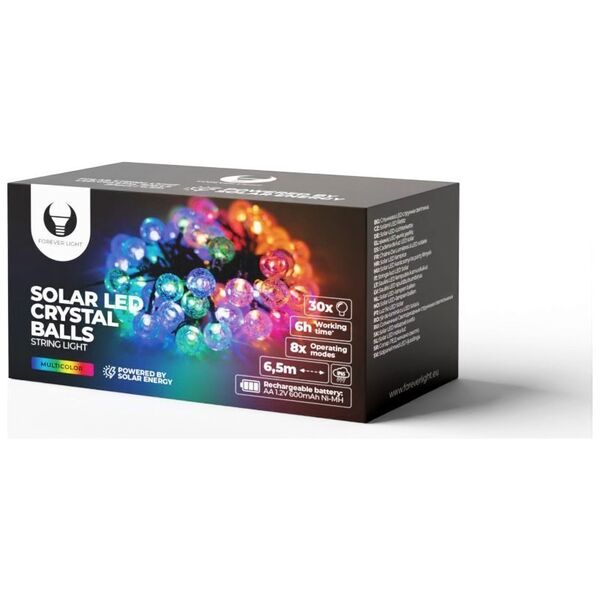 String Light Solar LED CRYSTAL BALLS SCB61 6,5m 30 balls multicolor Forever Light