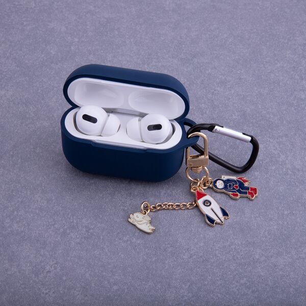 Case for Airpods Pro 2 dark blue with pendant