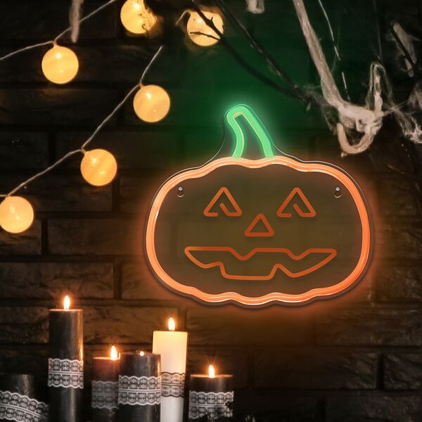 Neon PLEXI LED PUMPKIN WITH STEM orange green NNE13 Neolia