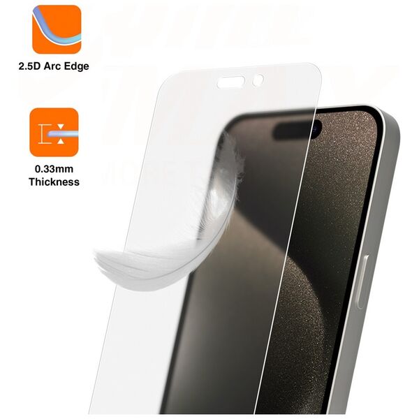 Vmax tempered glass 0.33mm clear glass for  iPhone 15 6,1&quot; matte