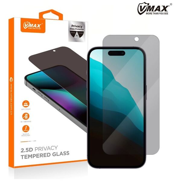 Vmax tempered glass 0.33mm 2,5D high clear privacy glass for iPhone 14 6,1&quot;