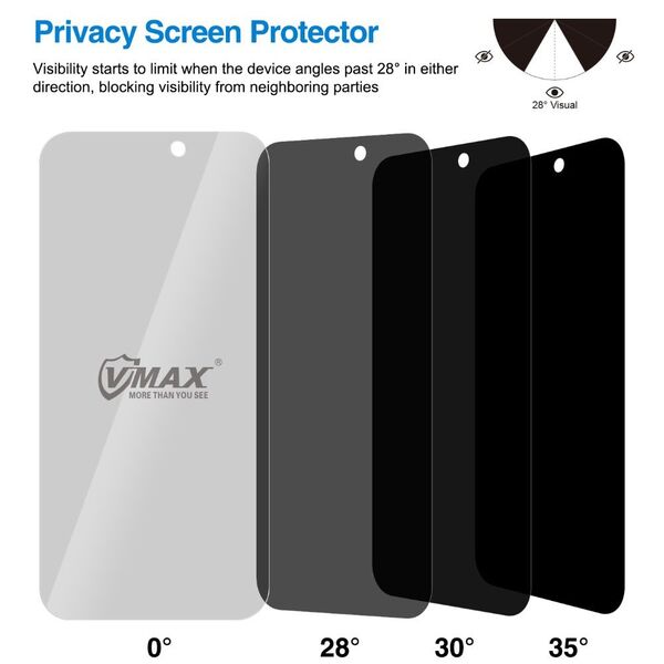 Vmax tempered glass 0.33mm 2,5D high clear privacy glass for Xiaomi Redmi Note 9