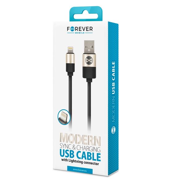 Forever Modern cable USB - Lightning 1,0 m 2A black 5900495621412