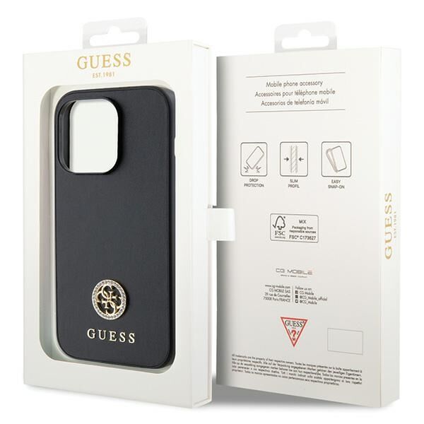 Guess case for iPhone 13 Pro 6,1&quot; GUHCP13LPS4DGPK black HC PU 4G Metal Logo Strass 3666339150662