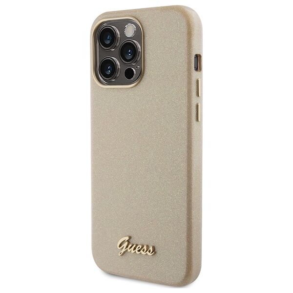 Guess case for iPhone 15 Pro Max 6.7&quot; GUHCP15XPGMCSD gold gold hardcase Glitter Glossy Script 3666339155513