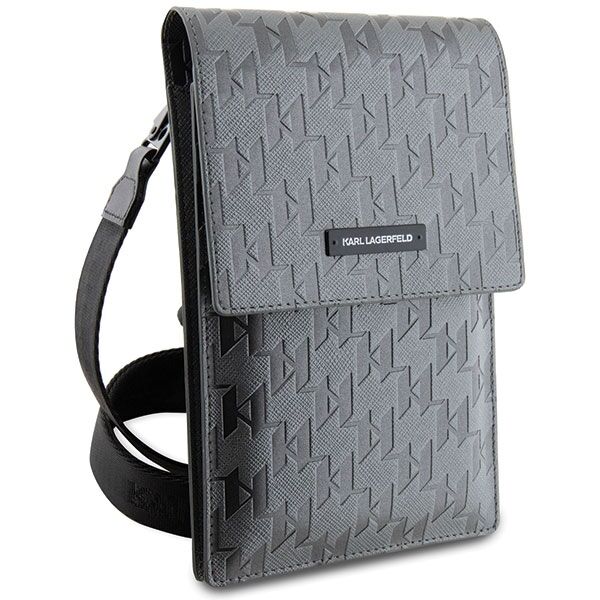 Karl Lagerfeld handbag for phone KLWBSAMSMG silver hardcase Phone Pounch Universal Saffiano Mono Plaque 3666339123369