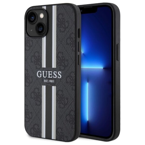 Guess case for iPhone 14 Plus 6,7&quot; GUHMP14MP4RPSK black harcase Magsafe 4G Printed Stripes 3666339119683