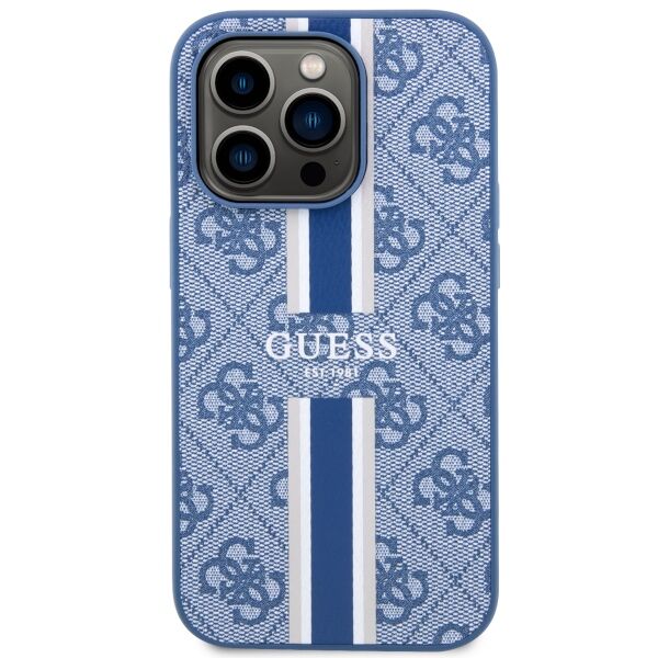 Guess case for iPhone 14 Pro 6,1&quot; GUHMP14LP4RPSB blue hardcase Magsafe 4G Printed Stripes 3666339119997