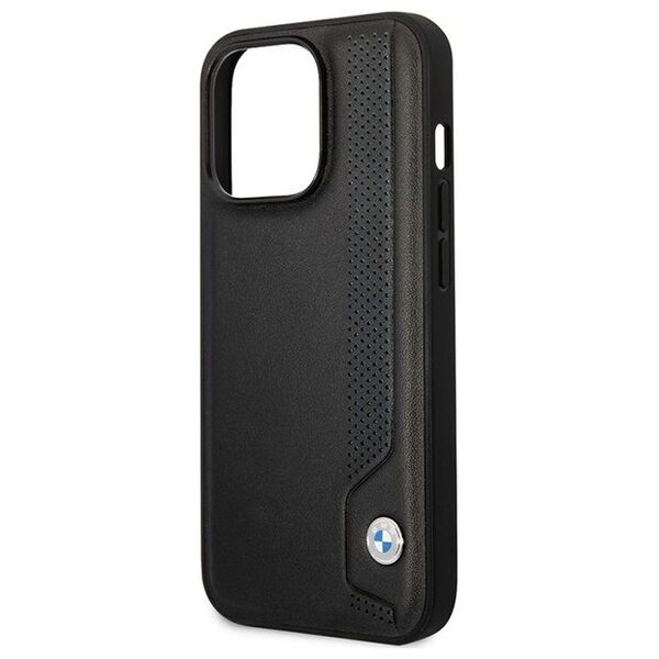 BMW case for iPhone 14 Pro 6,1&quot; BMHCP14L22RBDK black Sign HC Leather Blue Dots 3666339066420