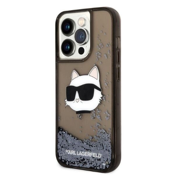 Karl Lagerfeld case for iPhone 14 Pro Max 6,7&quot; KLHCP14XLNCHCK black hardcase Liquid Glitter NFT Choupette Head 3666339087036