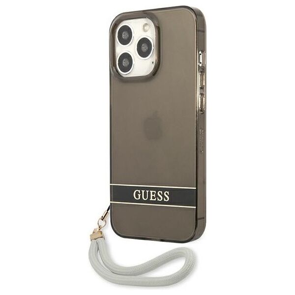 Guess case for iPhone 13 / 13 Pro 6,1&quot; GUHCP13LHTSGSK black hard case Translucent Stap 3666339040611