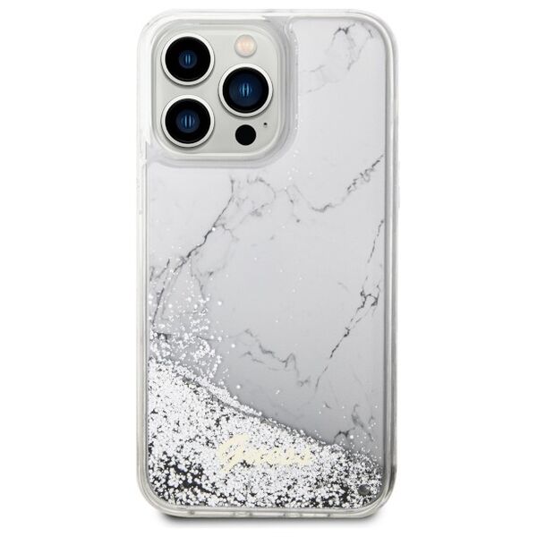 Guess case for iPhone 14 Pro Max 6,7&quot; GUHCP14XLCSGSGH white hard case Liquid Glitter Marble 3666339127336