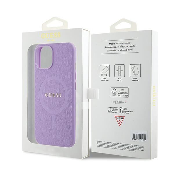 Guess case for iPhone 15 Plus 6.7&quot; GUHMP15MPSAHMCU purple hardcase Saffiano MagSafe 3666339155919