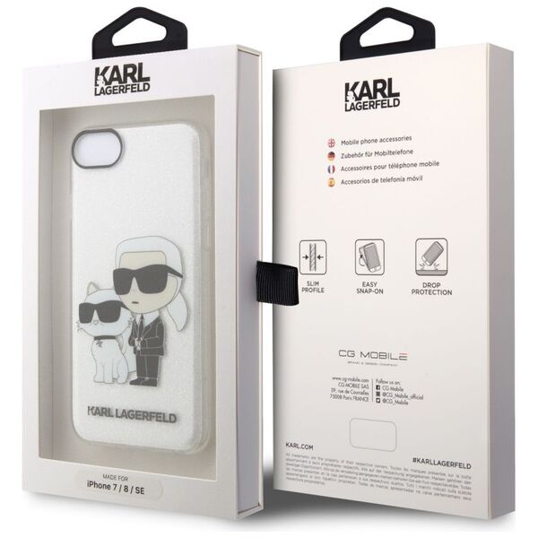 Karl Lagerfeld case for iPhone 7 / 8 / SE KLHCI8HNKCTGT transparentne hardcase IML Glitter NFT Karl&Choupette 3666339118822