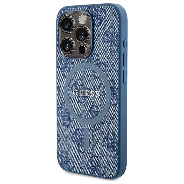 Guess case for iPhone 15 Pro Max 6,7&quot; GUHMP15XG4GFRB blue HC MAGSAFE PU 4G RING CLASSIC LOGO 3666339226633