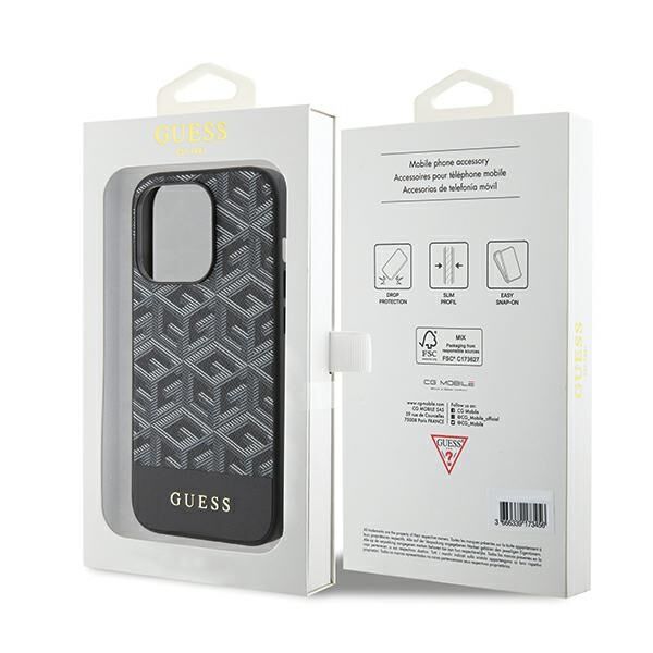 Guess case for iPhone 14 Pro Max 6,7&quot; GUHMP15XHGCFSEK black HC MAGSAFE GCUBE PU STRIPE 3666339194734