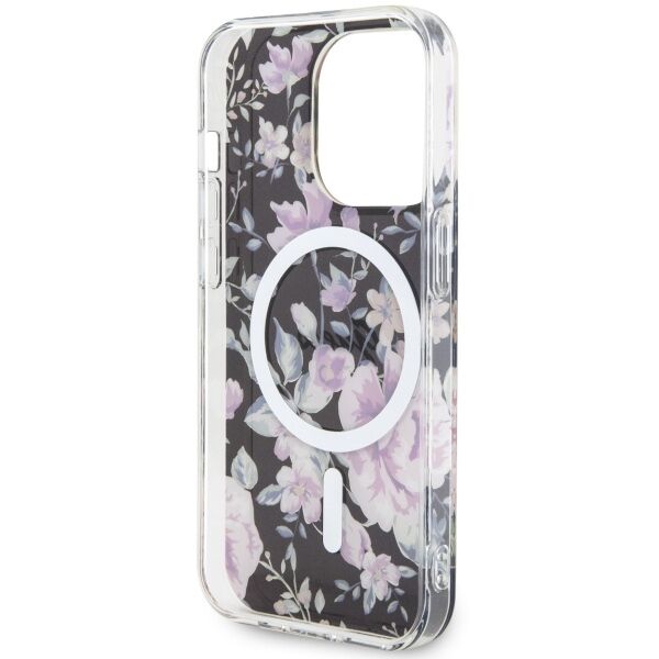 Guess case for iPhone 14 Pro 6,1&quot; GUHMP14LHCFWSK black hardcase Magsafe IML Flower 3666339115531