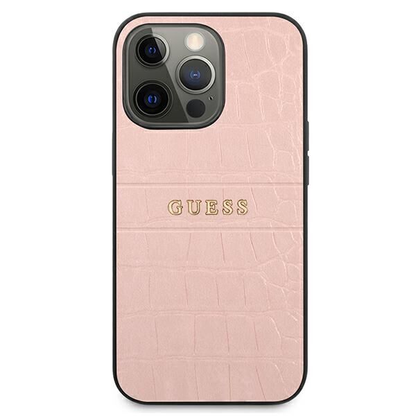 Guess case for iPhone 13 Pro 6,1&quot; GUHCP13LPCRBPI pink hard case Croco Collection 3666339023850