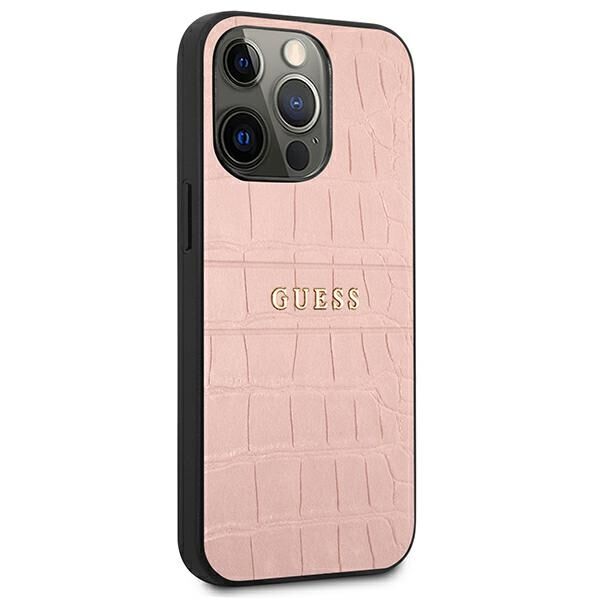 Guess case for iPhone 13 Pro 6,1&quot; GUHCP13LPCRBPI pink hard case Croco Collection 3666339023850