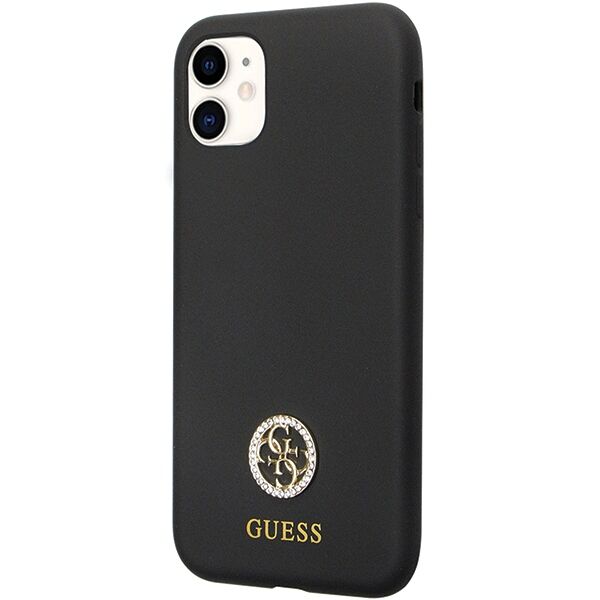 Guess case for iPhone 11 GUHCN614DGPK black HC Silicone Logo Strass 4G 3666339148386