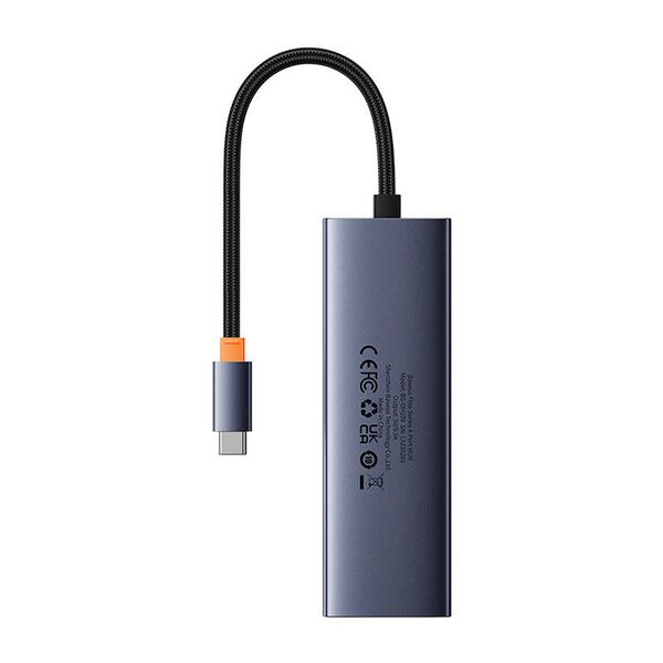 USB hub Baseus UltraJoy, 5 Port, Type-C to 3xUSB 3.0, RJ45, PD, Gray - 12071 έως 12 άτοκες Δόσεις