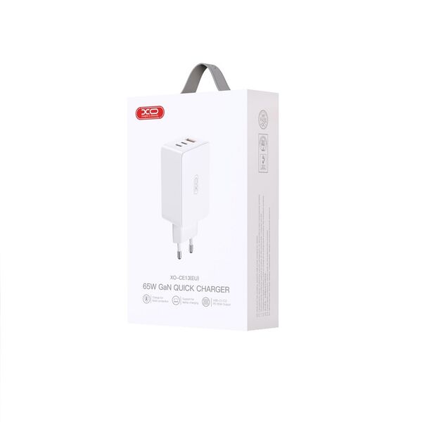 XO wall charger CE13 PD QC 3.0 65W 1x USB 2x USB-C white 6920680844272