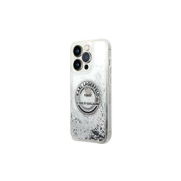 Karl Lagerfeld case for iPhone 14 Pro Max 6,7&quot; KLHCP14XLCRSGRS silver hardcase Liquid Glitter RSG 3666339085919