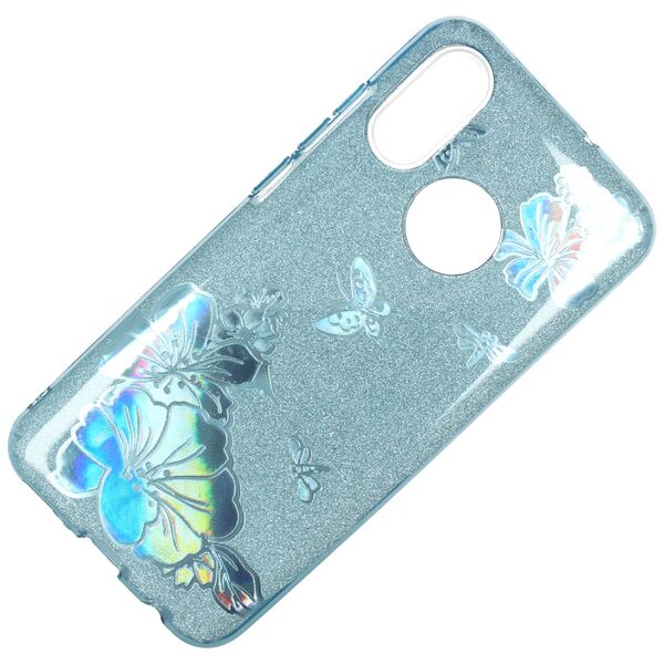 Glitter case LG K10 2018 blue flower 8819100005608