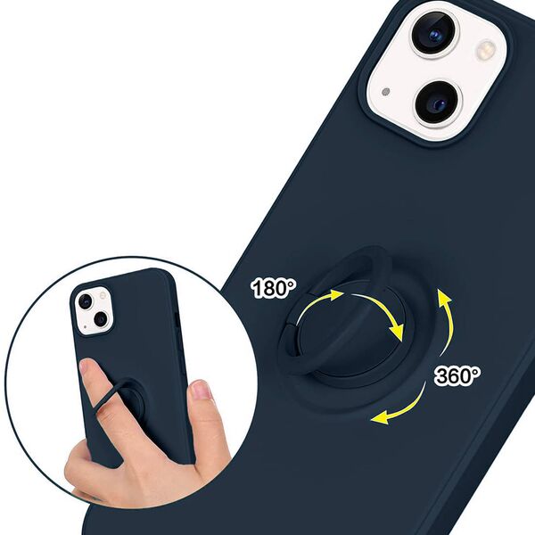 Case IPHONE 13 PRO Silicone Ring Magnetic Stand dark blue 5904161118251