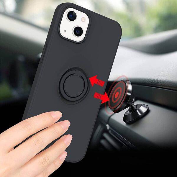 Case IPHONE 13 MINI Silicone Ring Magnetic Stand black 5904161118329