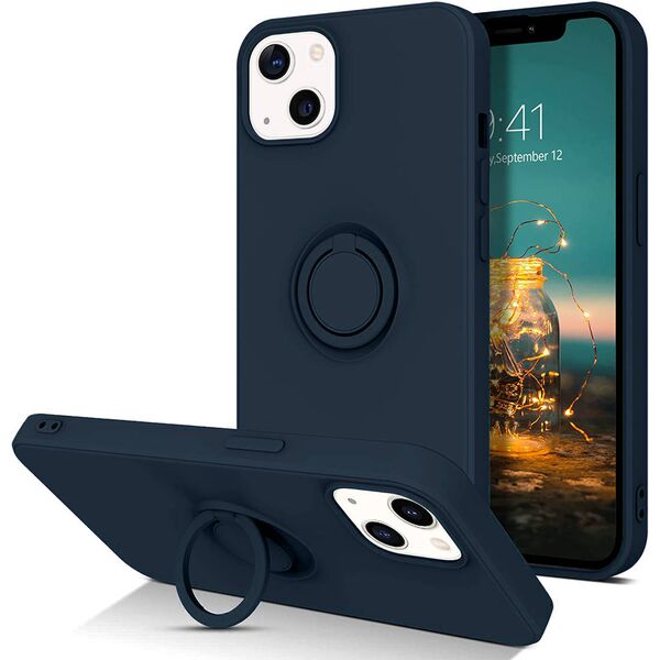 Case IPHONE 13 MINI Silicone Ring Magnetic Stand dark blue 5904161118336