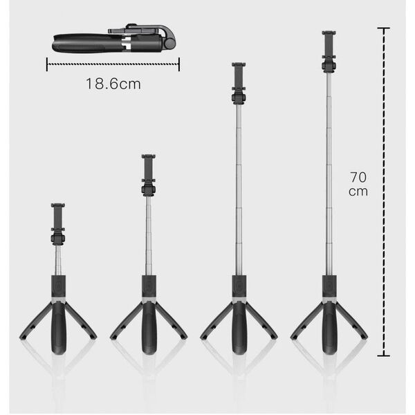 Wireless Selfie Stick Tripod for iOS / Android Tech-Protect L01S black 0795787711484