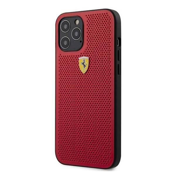 Original Case IPHONE 12 PRO MAX Ferrari Hardcase On Track Perforated (FESPEHCP12LRE) red 3700740479612