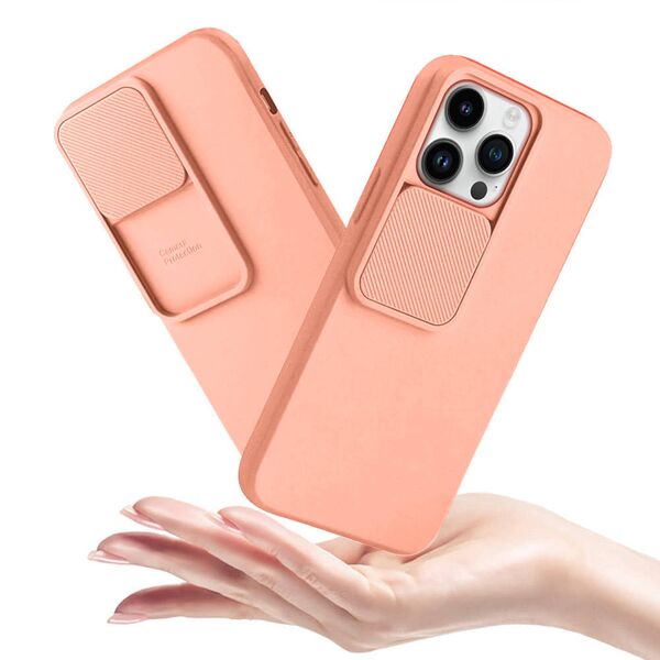 Case IPHONE 14 PRO Silicone with Camera Cover Nexeri Silicone Lens peach 5904161129035