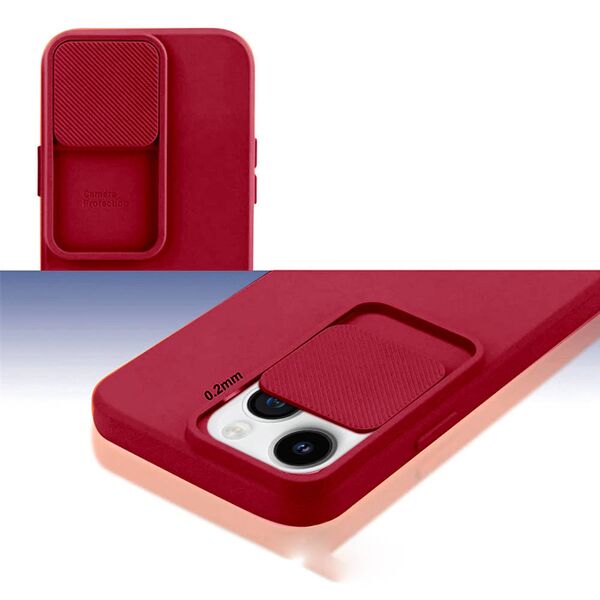 Case IPHONE 14 PRO Silicone with Camera Cover Nexeri Silicone Lens burgundy 5904161129042