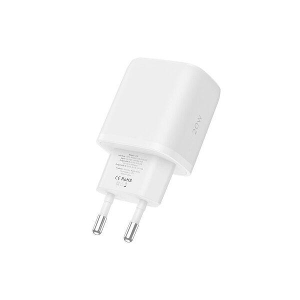 Wall Charger 20W USB-C PD + USB QC3.0 + Cable 1m USB-C - Lightning Tech-Protect C65W white 9490713929124