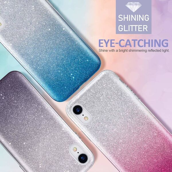 Case IPHONE 14 Glitter silver & pink 5904161130444