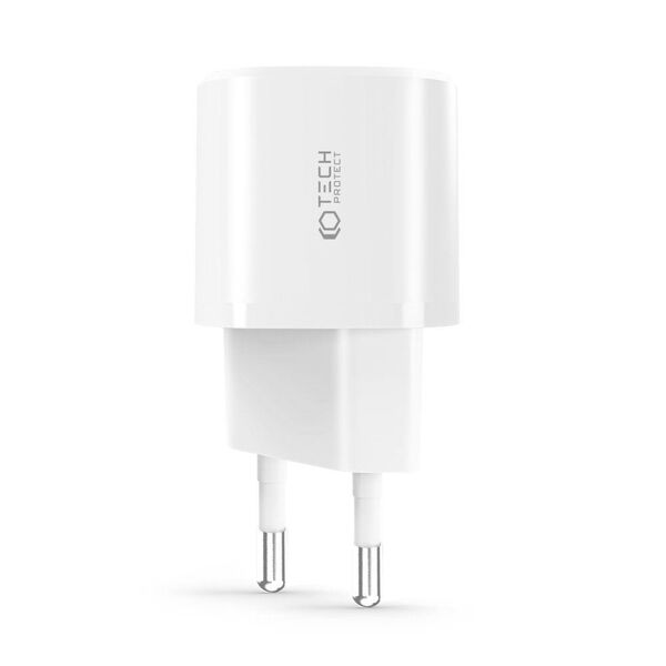 Wall Charger 20W USB QC3.0 + USB-C PD Tech-Protect C20W Mini white 9490713927366