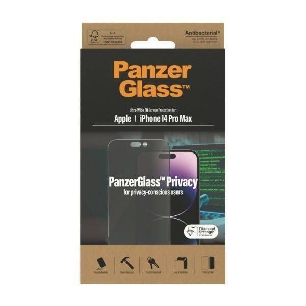 Tempered Glass 5D IPHONE 14 PRO MAX PanzerGlass Ultra-Wide Fit Privacy Screen Protection Antibacterial (P2774) 5711724127748