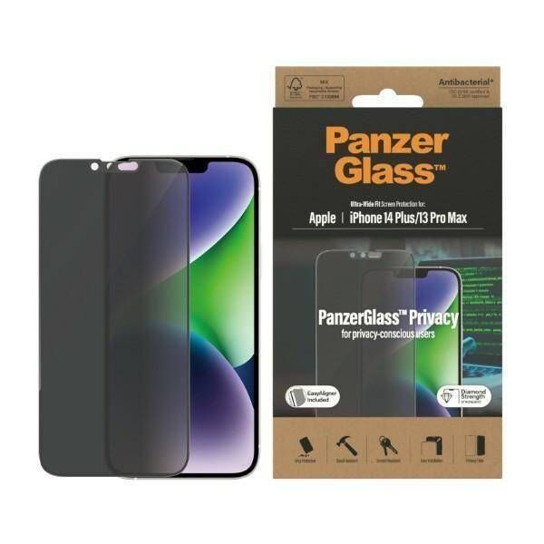 Tempered Glass 5D IPHONE 14 PLUS / 13 PRO MAX PanzerGlass Ultra-Wide Fit Privacy Screen Protection Antibacterial Easy Aligner Included (P2785) 5711724127854