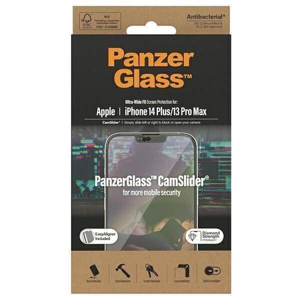 Tempered Glass 5D IPHONE 14 PLUS / 13 PRO MAX PanzerGlass Ultra-Wide Fit Screen Protection CamSlider Antibacterial Easy Aligner Included (2797) 5711724027970