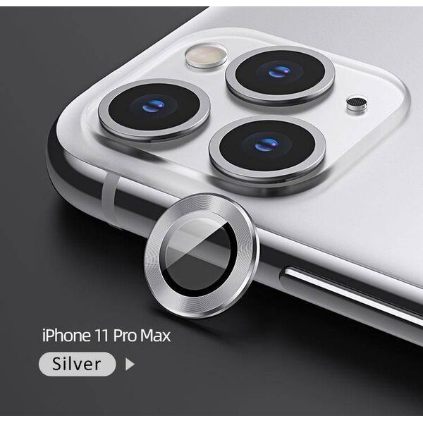 Tempered Glass for Camera IPHONE 11 PRO MAX USAMS Camera Lens Glass Metal Ring silver 6958444987576