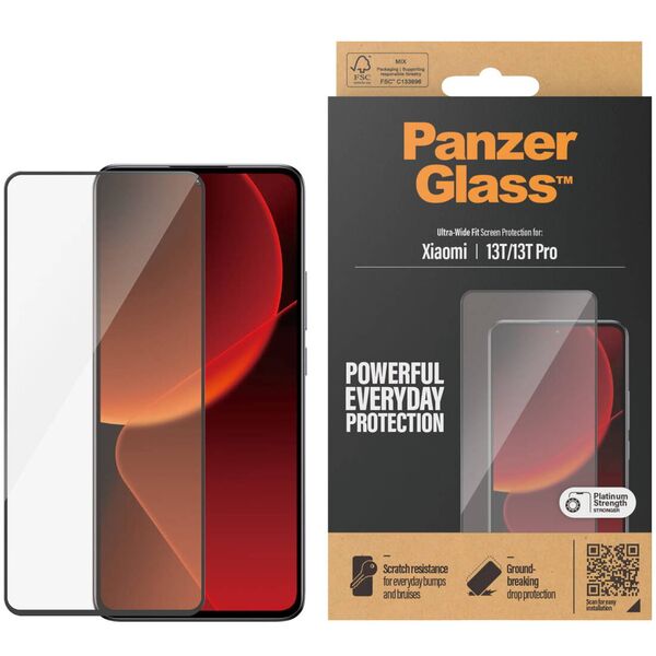 Tempered Glass 5D XIAOMI 13T / 13T PRO PanzerGlass Ultra-Wide Fit Screen Protection Antibacterial black 5711724080692